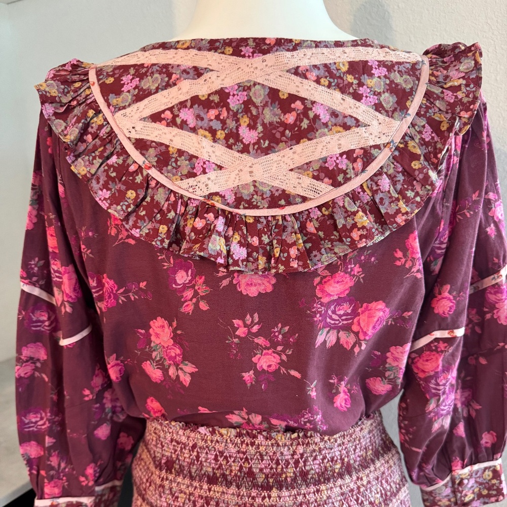 New Love Shack Fancy X Revolve Morrison Top Spiced Apple Red Women's Size S K - Picture 5 of 8